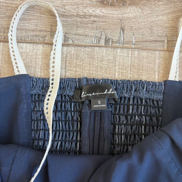 Line & Dot Corset Bustier Top Blue Pinstripe Size S - Picture 3 of 4